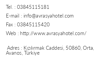 Avrasya Hotel iletiim bilgileri